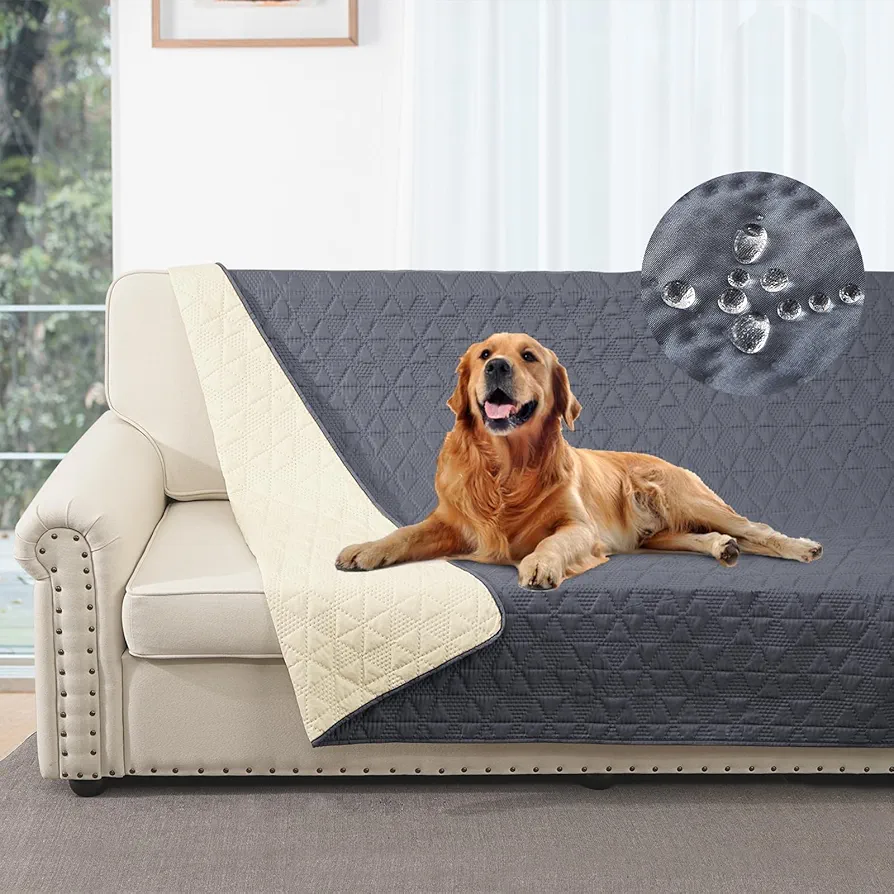 Taiyang Funda para sofá 100% Impermeable para Perros, Funda para Cama de Perro, Protector de Muebles de café para niños, Perro, Gato (Gris, 173-208 cm (1 Paquete)