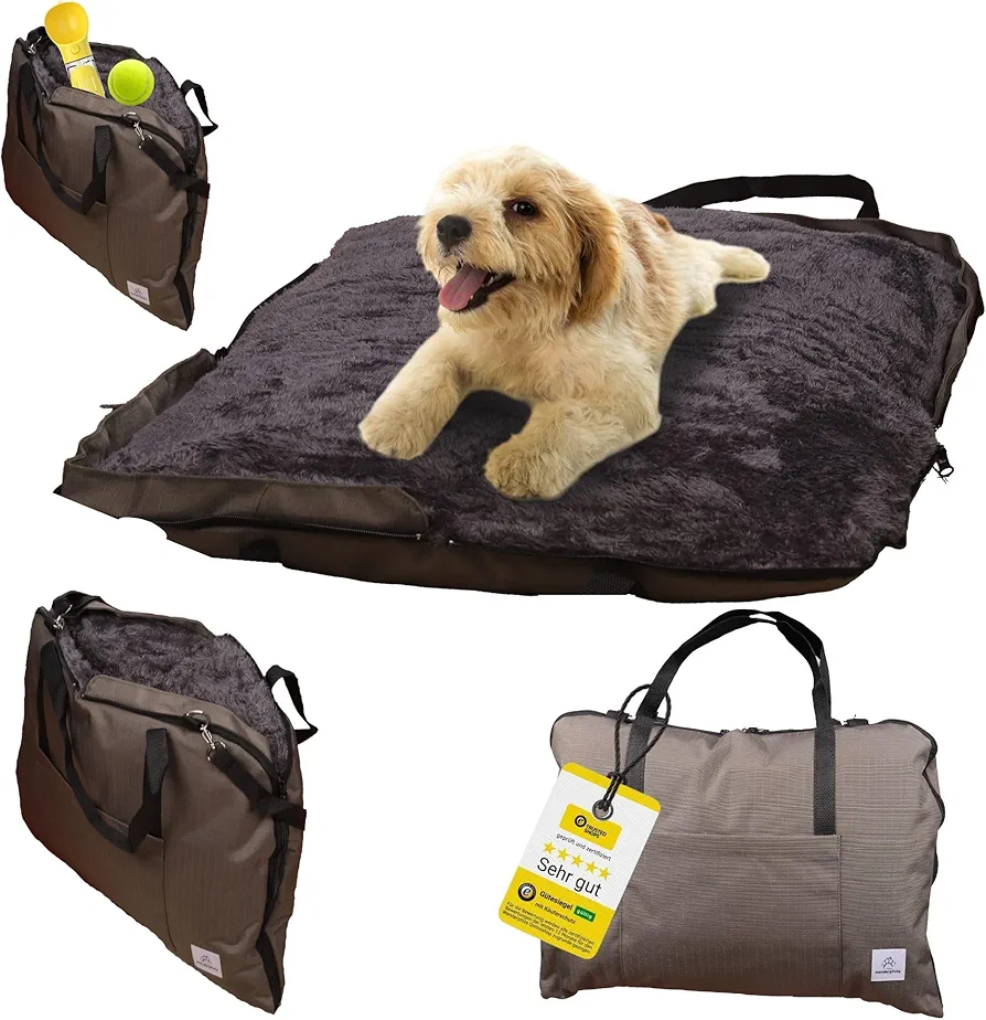 Wanderpfote Cama para perros 3 en 1 para viajes – Cama para perros – Bolsa de transporte para perros – Alfombra para perros o manta para perros para viajes – Cama ortopédica para perros o cojín para