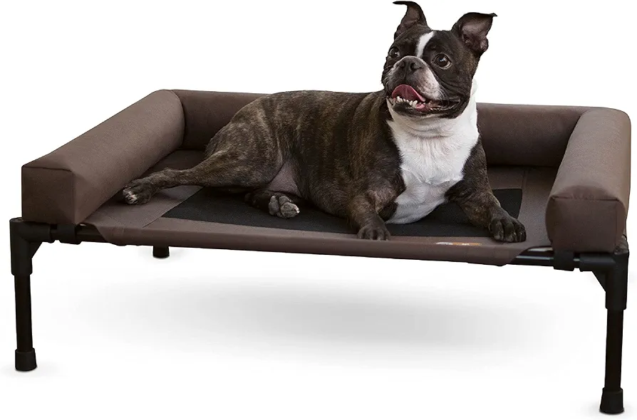 K&H Pet Products - Cama elevada para Perros con Refuerzos extraíbles, Cubierta de Malla Lavable, Cama elevada para Perros medianos, Color Chocolate, tamaño Mediano, 25 x 32 Pulgadas