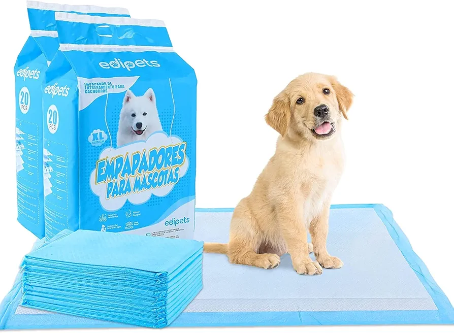 Edipets, Empapadores Perros, 60x90 cm, (40 Unidades), Alfombrillas Higiénica Desechables para Mascotas, Toallitas de Entrenamiento y Adiestramiento, Absorbentes, Resistente a Prueba de Fugas