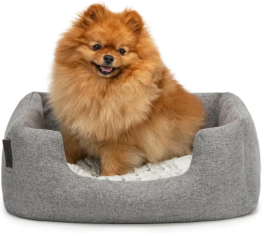 lionto Cama para Perro cojín de Piso Reversible, (S) 60x50 cm Gris